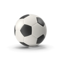 Classic black and white football soccer ball on a green grass pitch