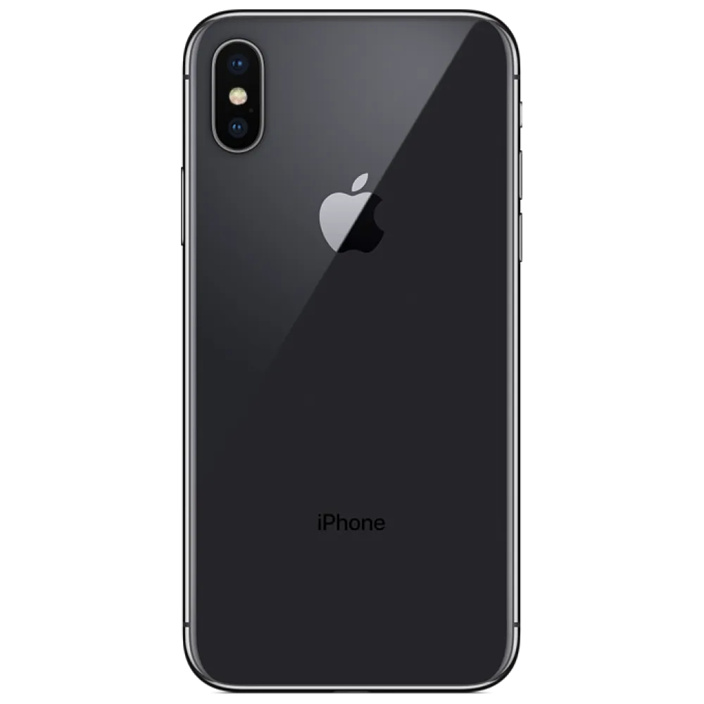 Apple iPhone X front and back view showing edge-to-edge OLED display and space gray finish