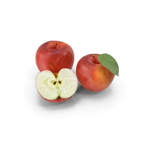 Fresh red and green crisp apples grouped together on a wooden surface