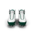 Nike Baseball Cleats with aggressive cleat pattern on a red clay baseball diamond