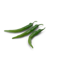 Fresh spicy green chili peppers on a white background, vibrant and ideal for cooking