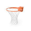 Heavy duty regulation basketball rim and net mounted on a white backboard outdoors