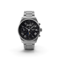 Longines Master Collection silver dial watch with moon phase complication on leather strap