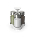 Stylish kitchen spice rack organizer filled with spice jars neatly arranged on a countertop