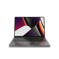 Apple MacBook Pro 14 inch Space Grey laptop open showing Liquid Retina XDR display on white background