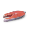 Fresh raw fish steak on a clean surface, ready for grilling, baking, or pan-searing