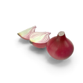 Fresh whole red onions with deep purple skin on a rustic wooden surface