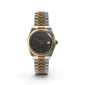 Rolex Datejust stainless steel watch with white dial and Jubilee bracelet on a neutral background