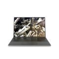 Dell XPS 13 9300 laptop open showing borderless InfinityEdge display on a white desk