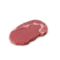 Close-up of a thick, juicy high-quality beef steak on a wooden cutting board ready for grilling