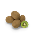 Fresh green kiwi fruit sliced in half showing vibrant flesh and seeds on a white background