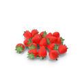 Fresh ripe red strawberries with green leaves on a white background