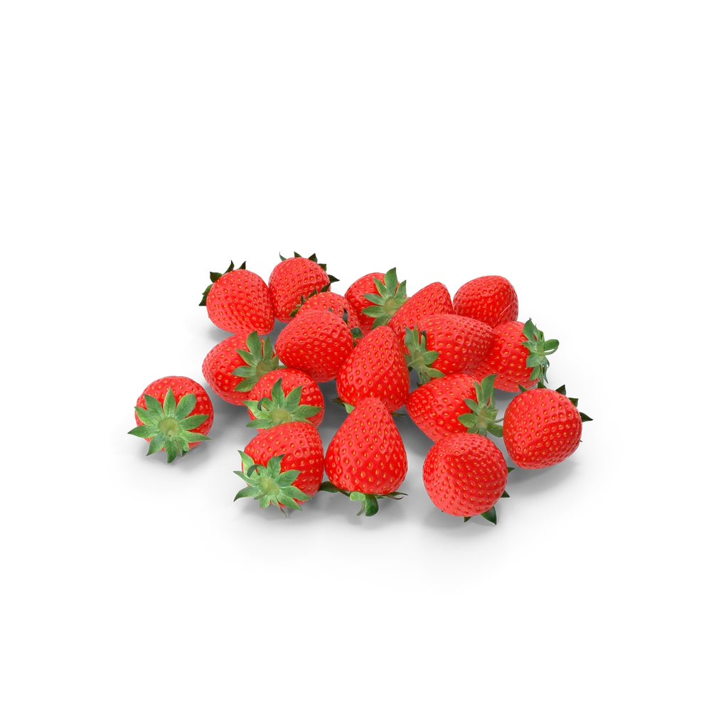 Fresh ripe red strawberries with green leaves on a white background