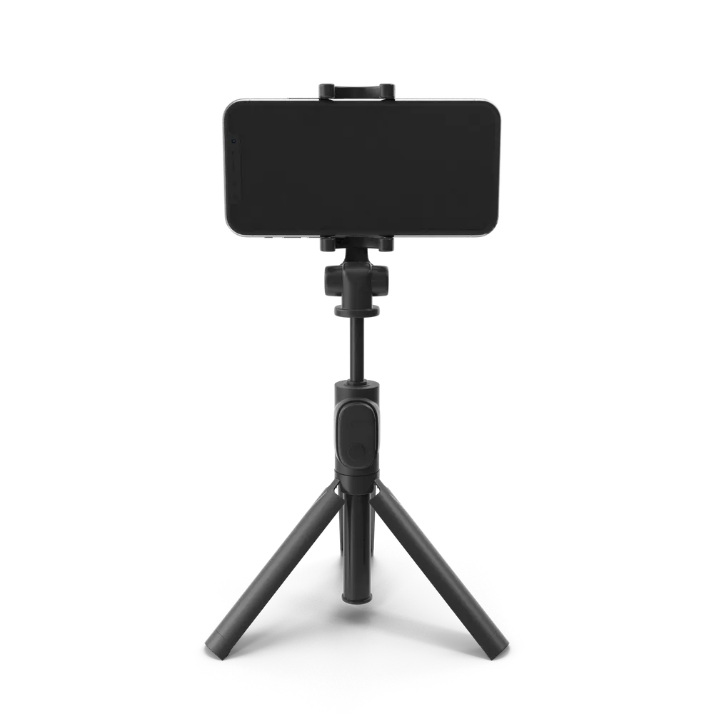 Lightweight portable monopod with universal camera mount extended to full height against a neutral background