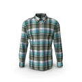 Men's classic check pattern button-up shirt displayed on a white background