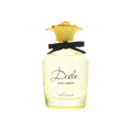 Dolce Shine Eau de Parfum bottle by Dolce & Gabbana with golden and floral design on white background