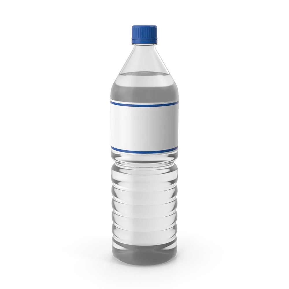 Clear sealed bottle of pure refreshing drinking water on a clean white background
