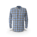Men's blue and black check shirt displayed on a plain white background showing full front view
