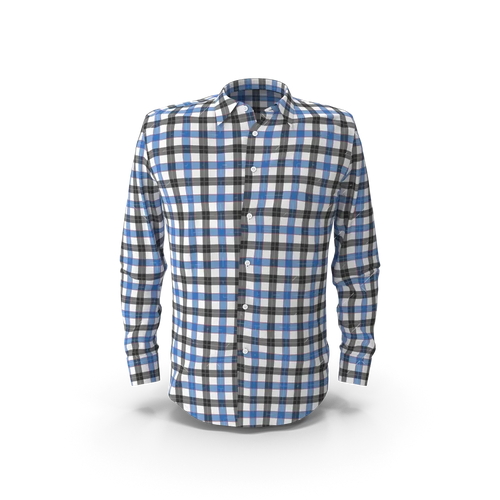 Men's blue and black check shirt displayed on a plain white background showing full front view