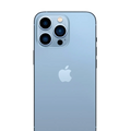 Apple iPhone 13 Pro in Sierra Blue with triple camera system and stainless steel frame on a white background