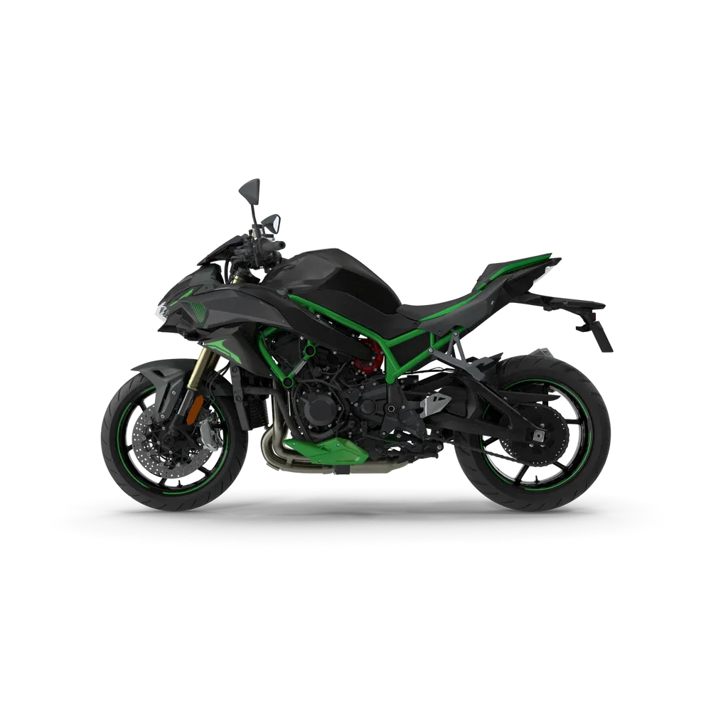 Sleek aerodynamic sportbike motorcycle in aggressive riding stance showing fairing and performance design