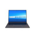 Huawei MateBook X Pro slim silver laptop open on a clean white desk showing vivid touchscreen display