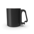 Sleek matte black aluminium cup on a clean white surface, suitable for hot and cold beverages