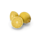 Fresh whole and halved lemons with bright yellow skin on a white surface
