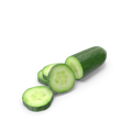 Fresh whole cucumbers with smooth green skin on a white background