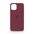 Apple iPhone 12 Silicone Case with MagSafe in deep Plum color, shown against a clean white background