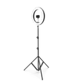 Clip-on selfie LED lamp attached to an iPhone displaying soft diffused light for video calls and photography