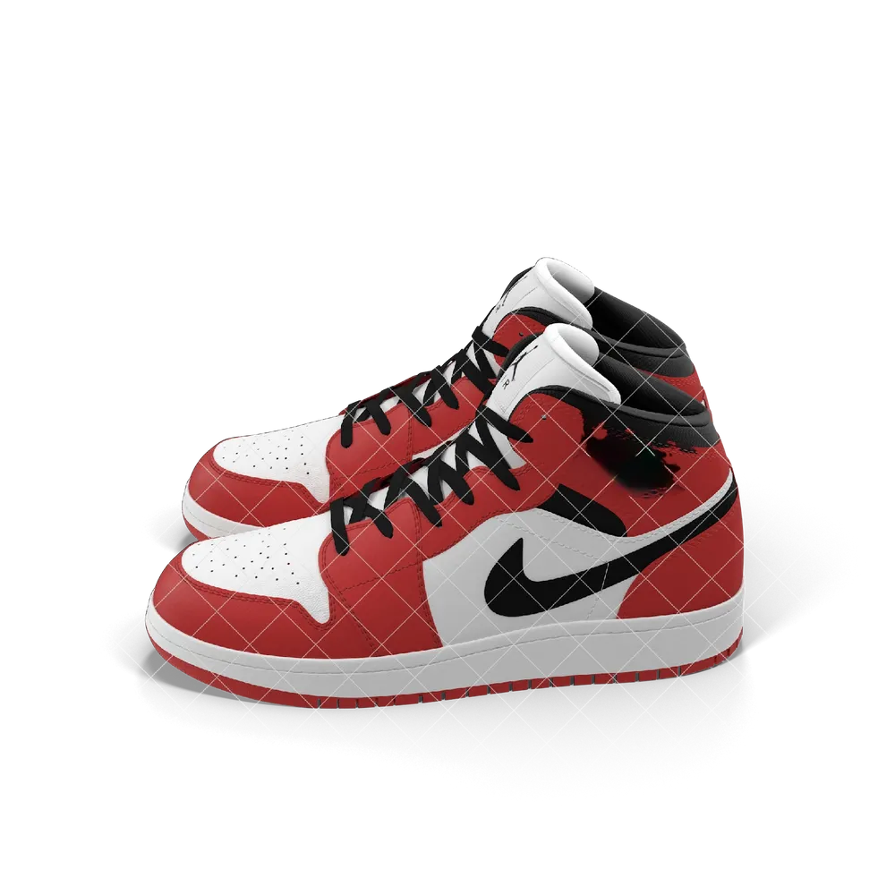 Nike Air Jordan 1 Red and Black basketball shoe showing Air sole unit and outsole