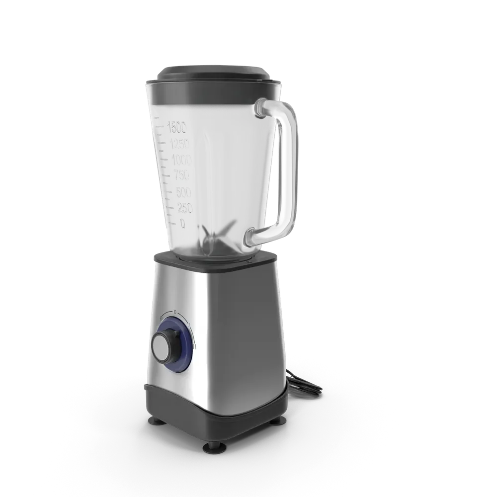 Boxed Blender filled with fresh fruit and ice for a smoothie