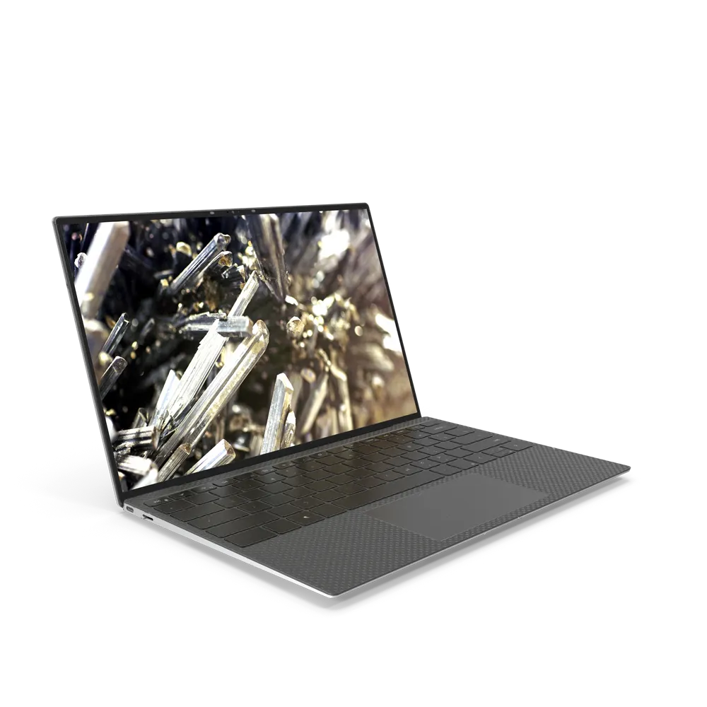 Dell XPS 13 9300 ultra-thin aluminum laptop viewed from a side angle showing slim profile