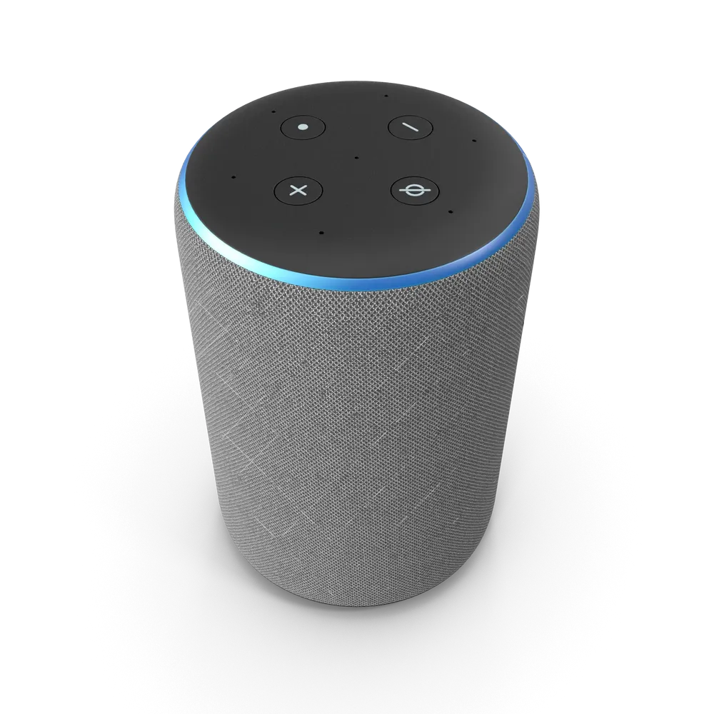 Amazon Echo Plus with Alexa voice control displayed in a modern living room smart home setup