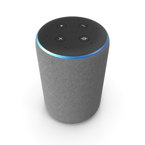 Amazon Echo Plus with Alexa voice control displayed in a modern living room smart home setup