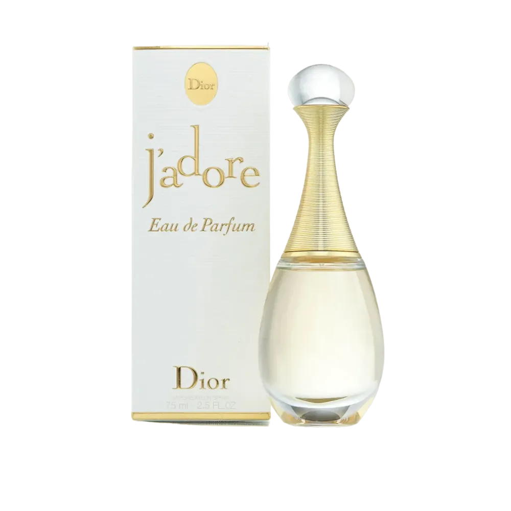 Dior J'adore luxury floral perfume bottle surrounded by rose and jasmine flowers