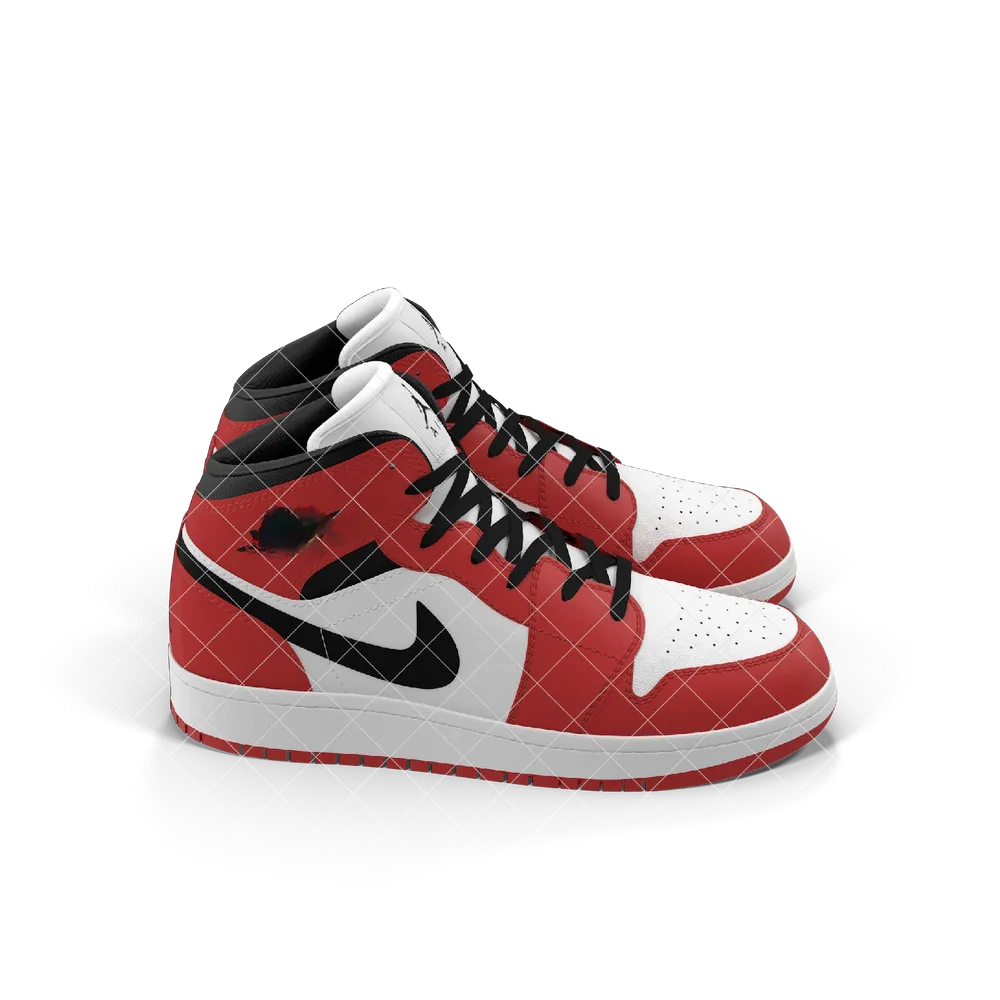 Nike Air Jordan 1 Red and Black sneaker close-up showing premium leather upper and Swoosh logo
