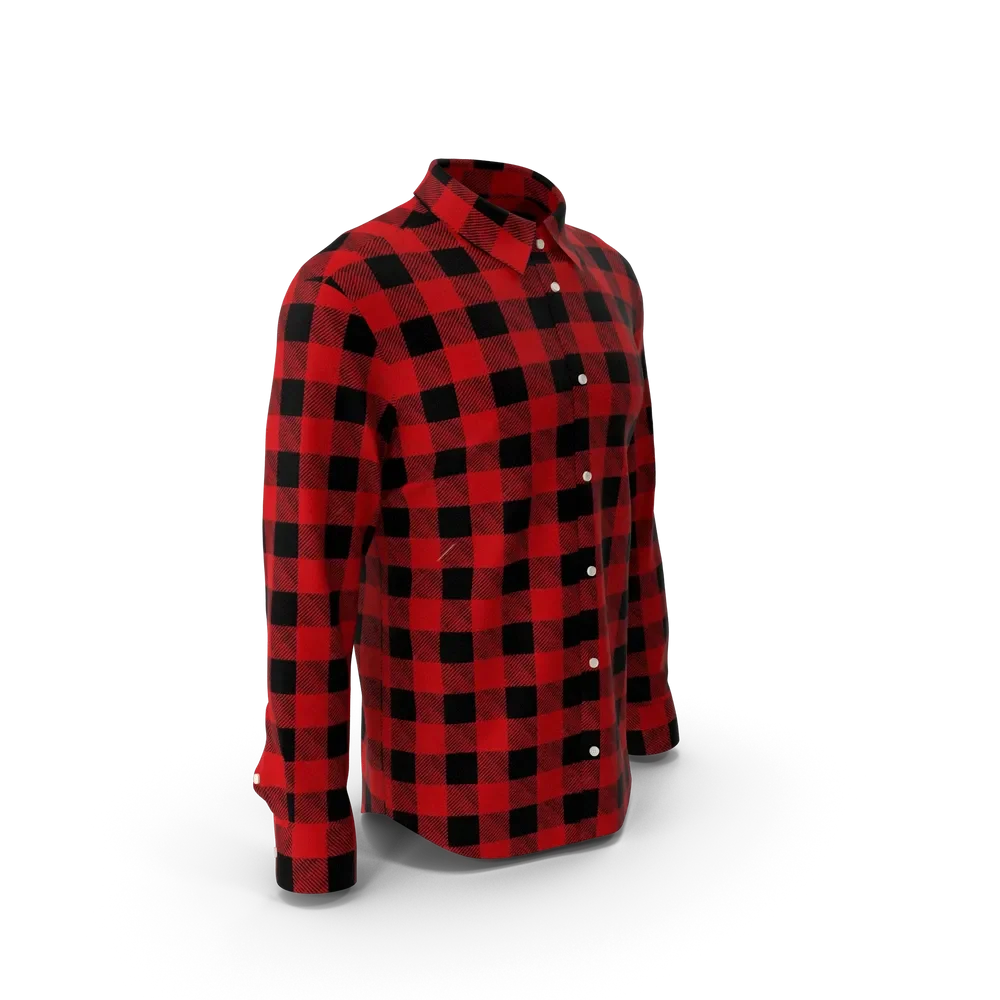 Front view of men's plaid flannel shirt with chest pockets and button-down collar